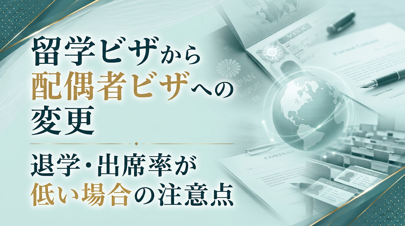 留学ビザから配偶者ビザへの変更｜退学・出席率が低い場合の注意点サムネイル画像